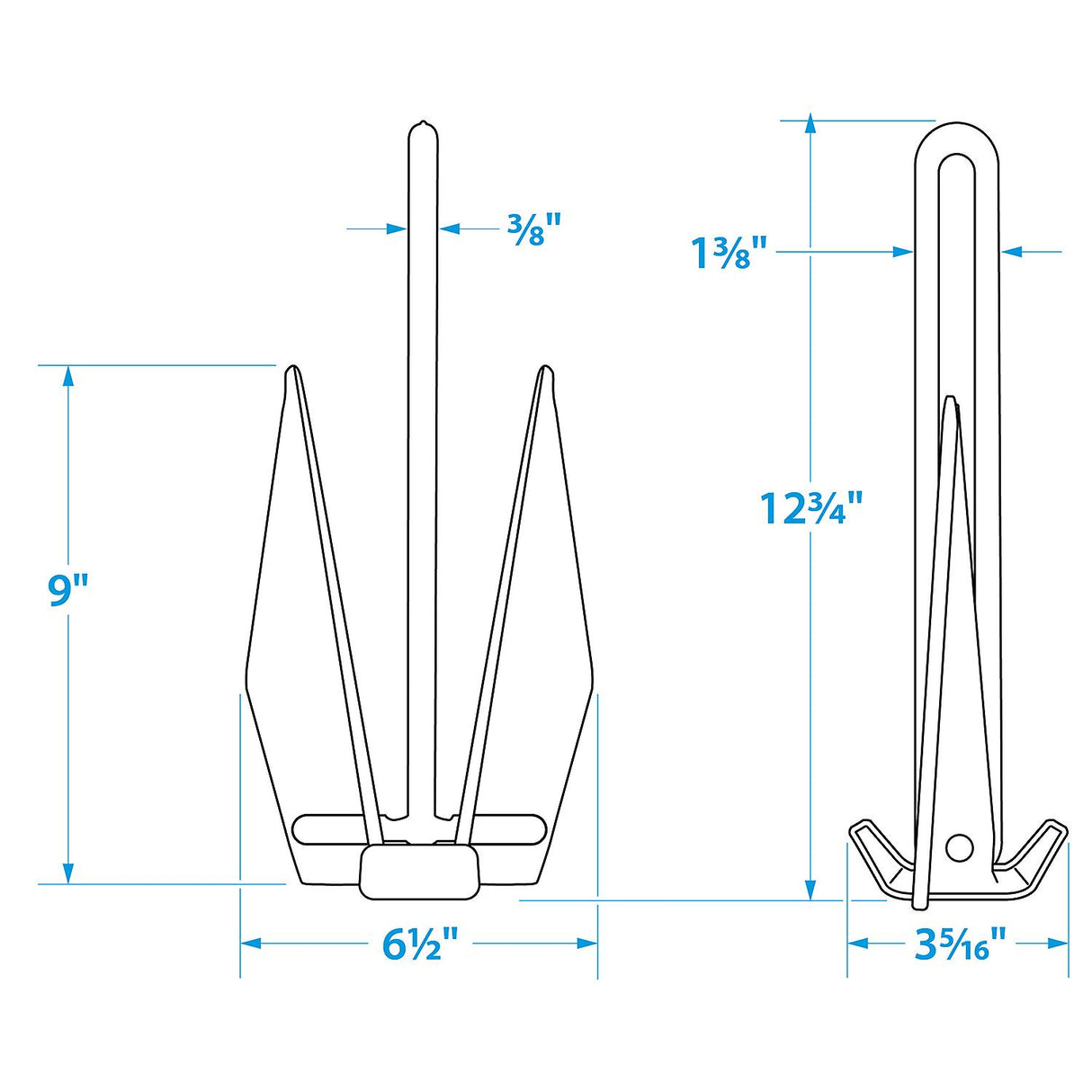 Seachoice PWC Fluke Anchor Kit, Vinyl Coated Fluke Anchor, 25 Ft. Anchor Line and Storage Bag - 50-41160