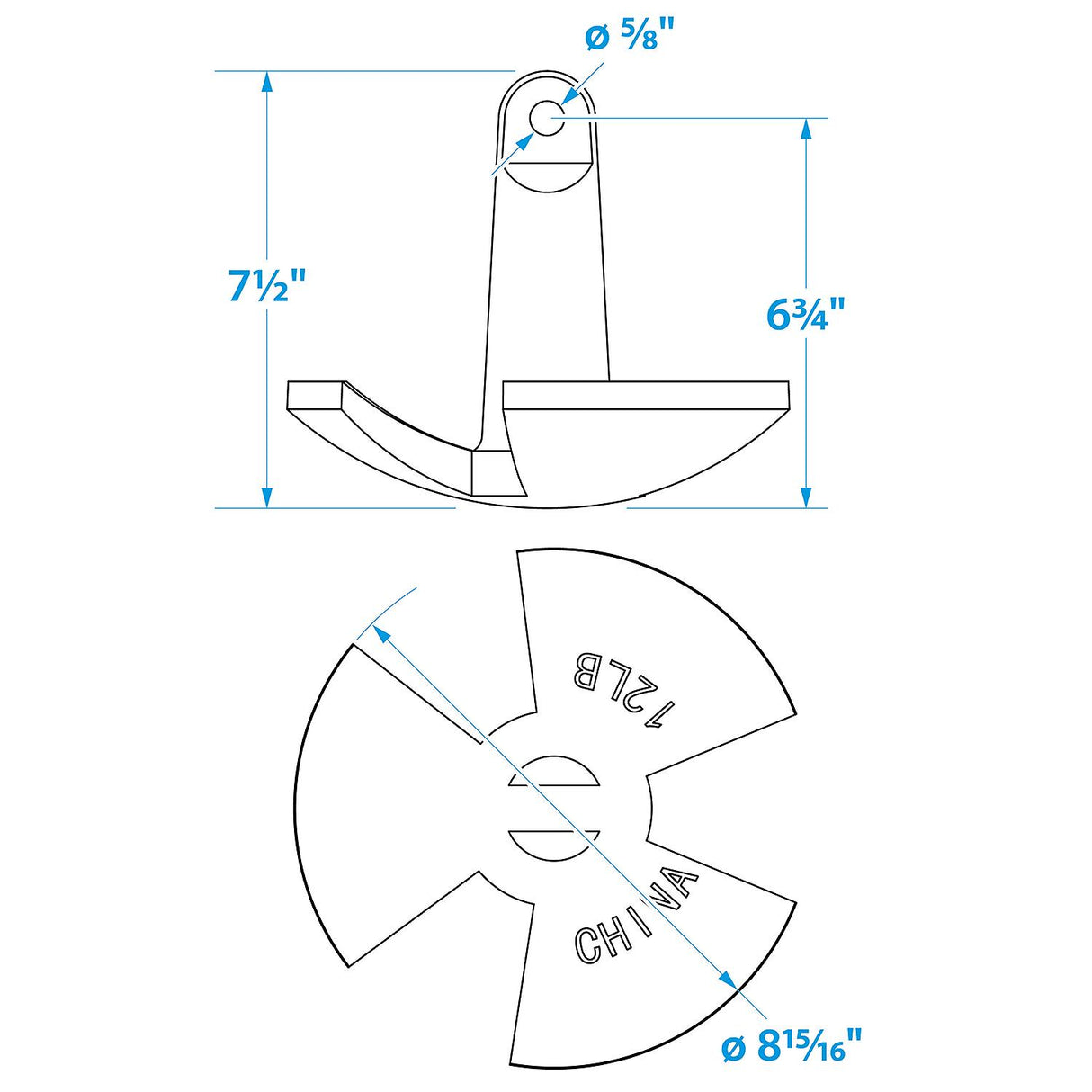 Seachoice River Anchor, Black Vinyl Coated Cast Iron, 12 Lbs. - 50-41500 - official Seachoice product image 6