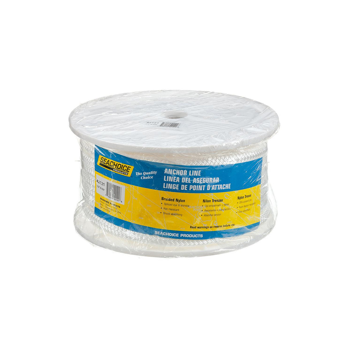 Seachoice Boat Anchor Rope, Double-Braid, Nylon, Achor Line, 1/2 in. X 100 Ft., White - 42121 - official Seachoice product image 4