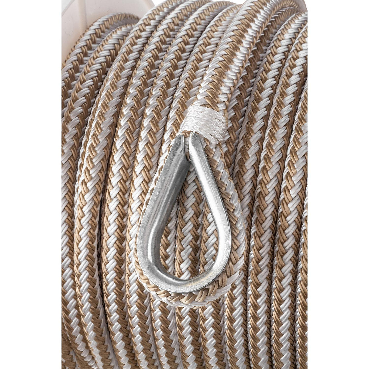 Seachoice Boat Anchor Rope, Double-Braid, Nylon, Achor Line, 3/8 in. X 150 Ft., Gold/White - 42331