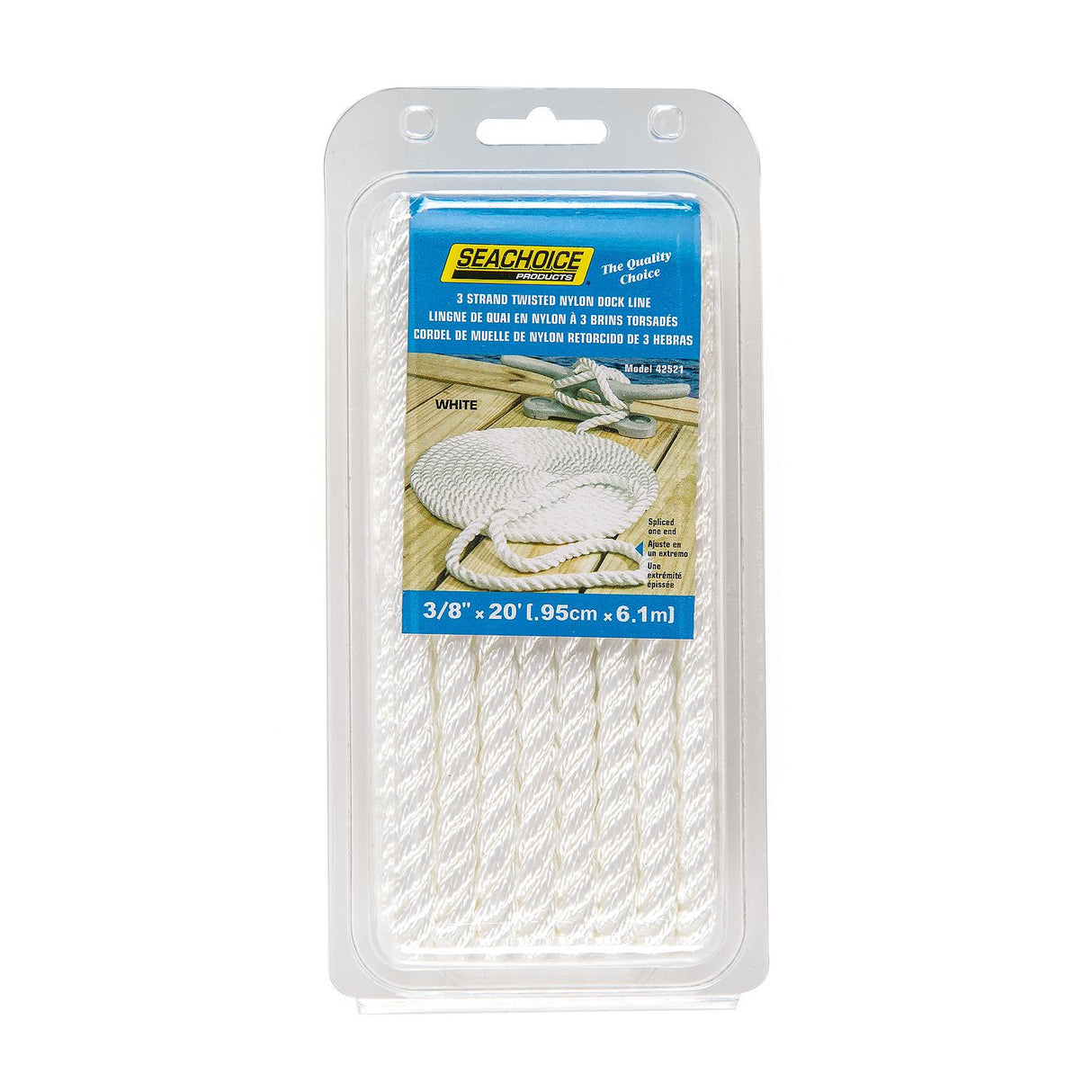Seachoice High Quality Dock Rope for Boating - 3-Strand Twisted Nylon Dock Line, â -Inch x 20 Feet, White - 50-42521 - official Seachoice product image 5