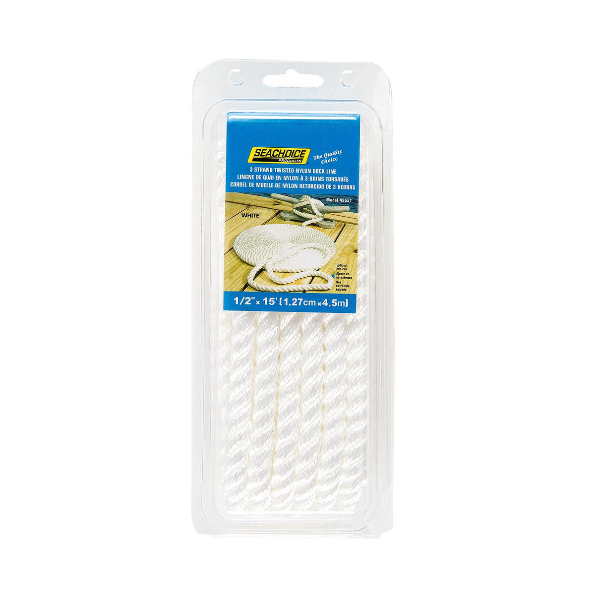 Seachoice High Quality Dock Rope for Boating - 3-Strand Twisted Nylon Dock Line, ½-Inch x 15 Feet, White - 42551 - official Seachoice product image 6