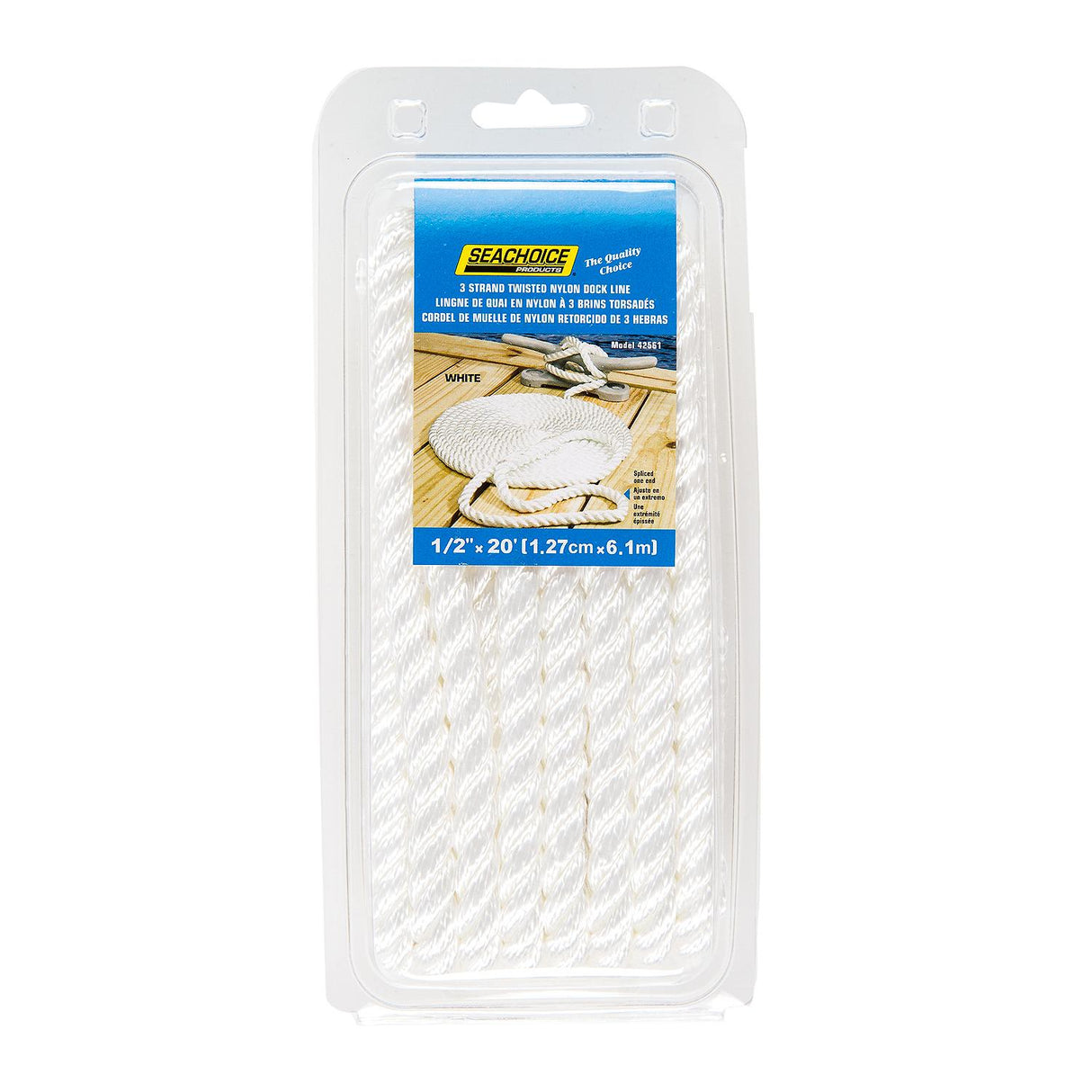 Seachoice High Quality Dock Rope for Boating - 3-Strand Twisted Nylon Dock Line, ½-Inch x 20 Feet, White - 42561 - official Seachoice product image 4