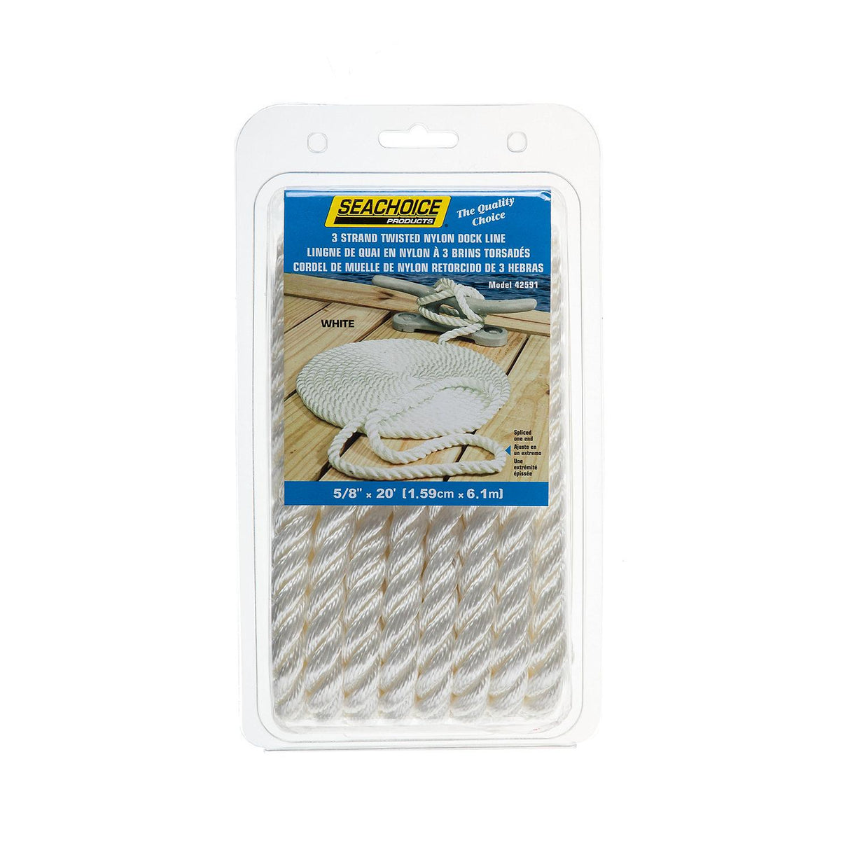 Seachoice High Quality Dock Rope for Boating - 3-Strand Twisted Nylon Line, â -Inch x 20 Feet, White - 42591 - official Seachoice product image 5