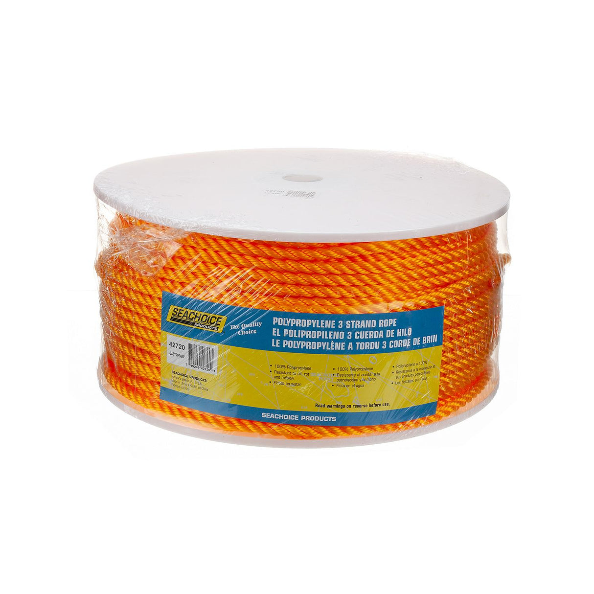 Seachoice Twisted Braid Polypropylene Spool, Yellow, Floats, â In. X 600 Ft., 100% Polypropylene - 50-42720 - official Seachoice product image 4