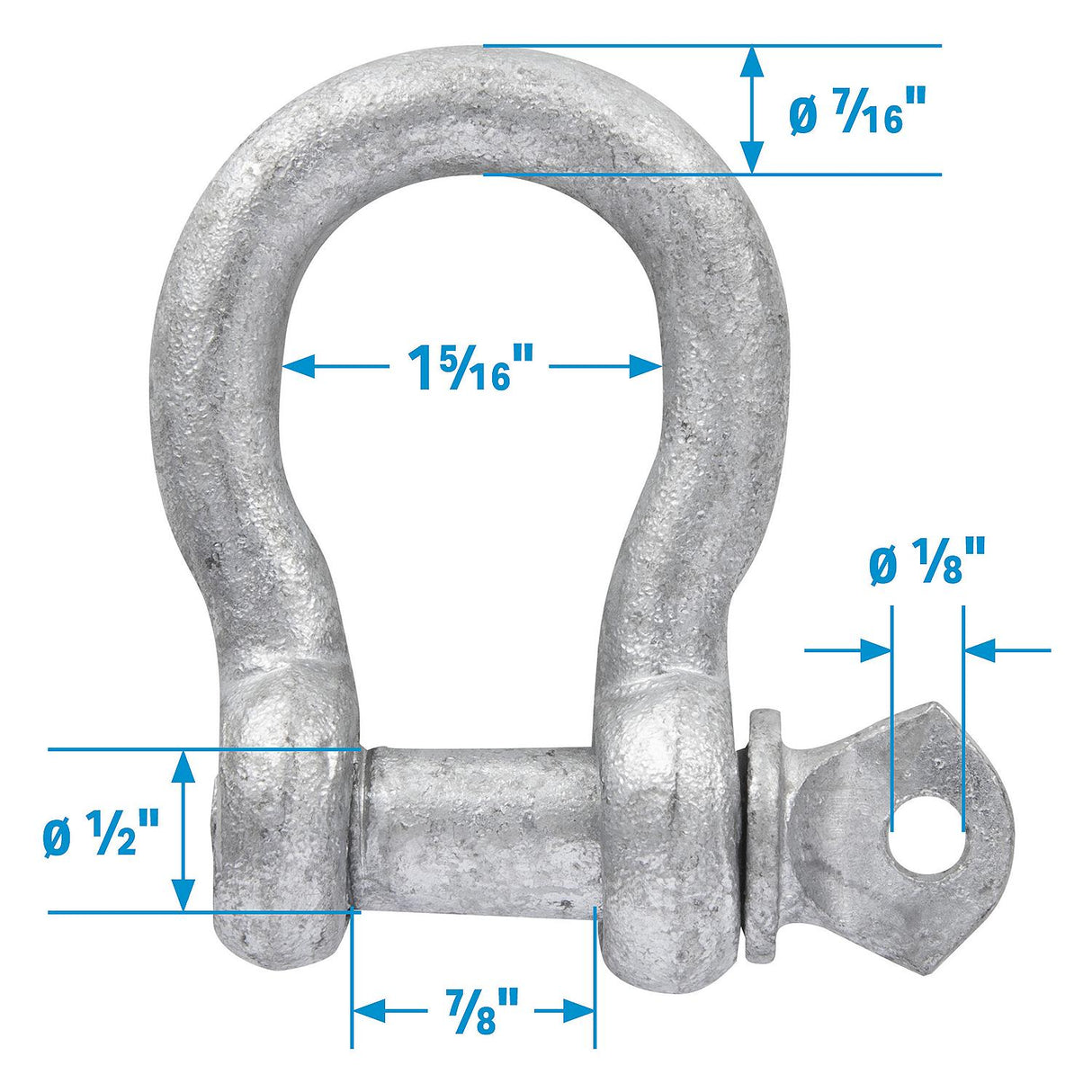 Seachoice 43080 Galvanized Anchor Shackle - 7/16", Bulk - 43080 - official Seachoice product image 5