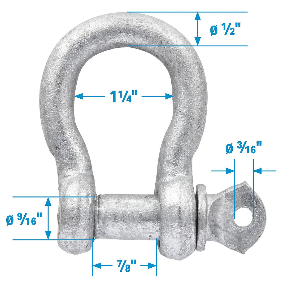 Seachoice 43090 Galvanized Anchor Shackle - 1/2", Bulk - 43090 - official Seachoice product image 7