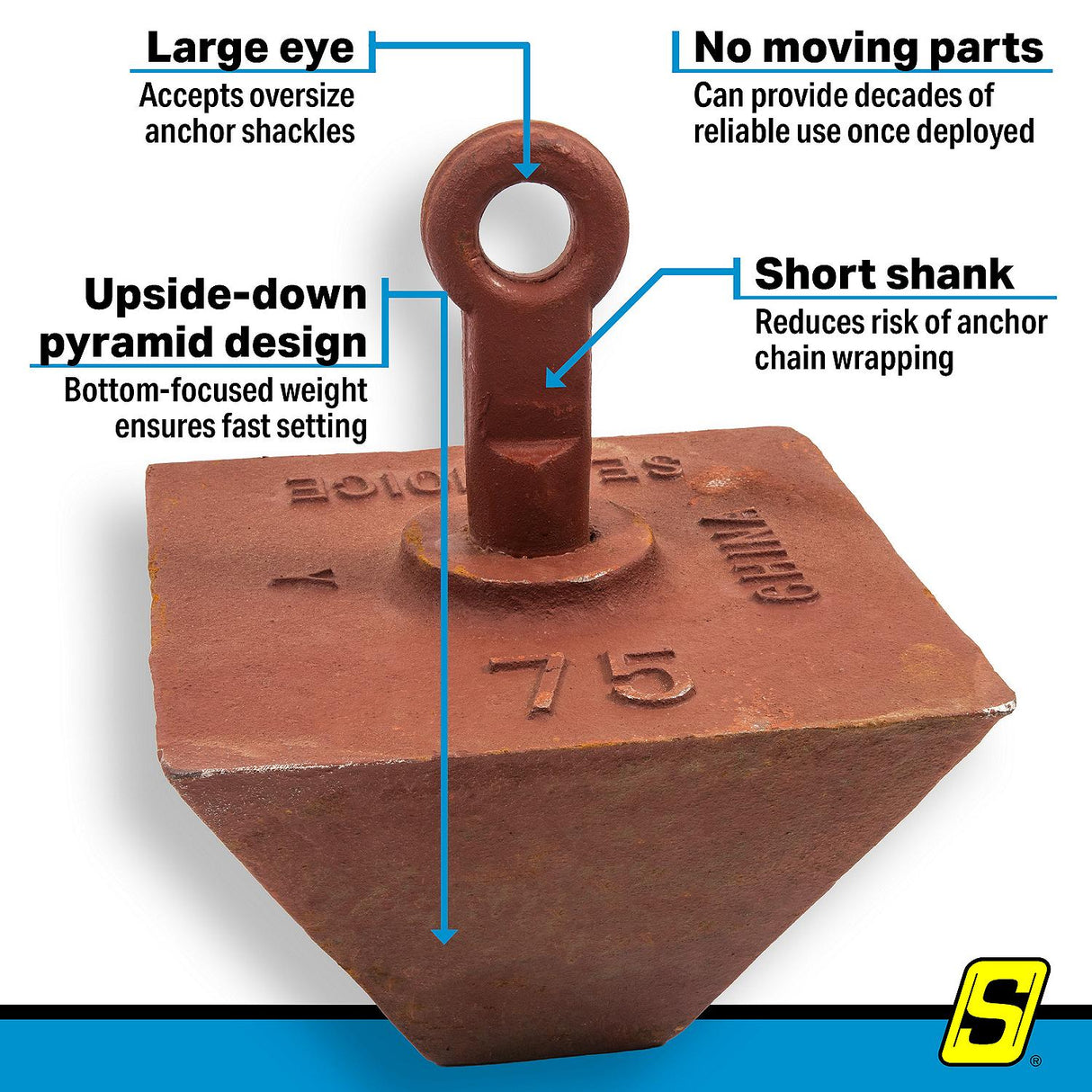 Seachoice Pyramid Anchor - 75 Lb - 43900 - official Seachoice product image 6