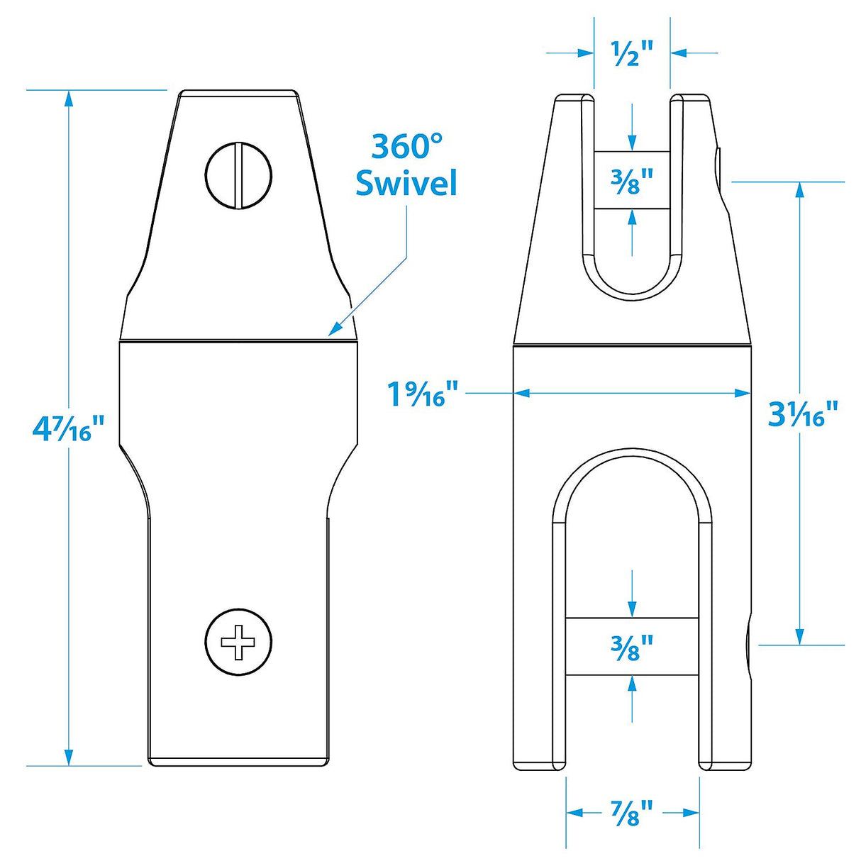 Seachoice Stainless Steel Anchor Swivel, 4 5/8 in. Long, 7/8 in. Anchor Side, 1/2 in. Chain Side - 50-44511 - official Seachoice product image 3