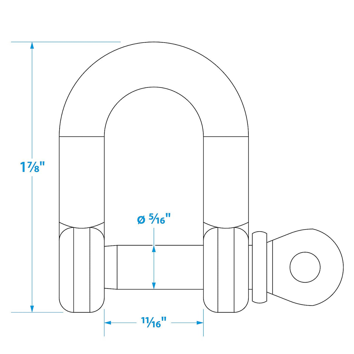 Seachoice D Anchor Shackle, 316 Stainless Steel, 5/16 in. - 50-44601