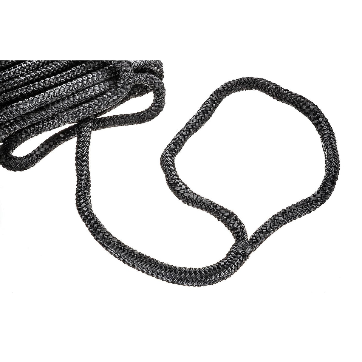 Seachoice 46961 Double-Braid Nylon Dock Line w/ Eye Splice, Pre-Shrunk, Heat Stabilized, 5/8 In. X 30 Ft., Black - 46961