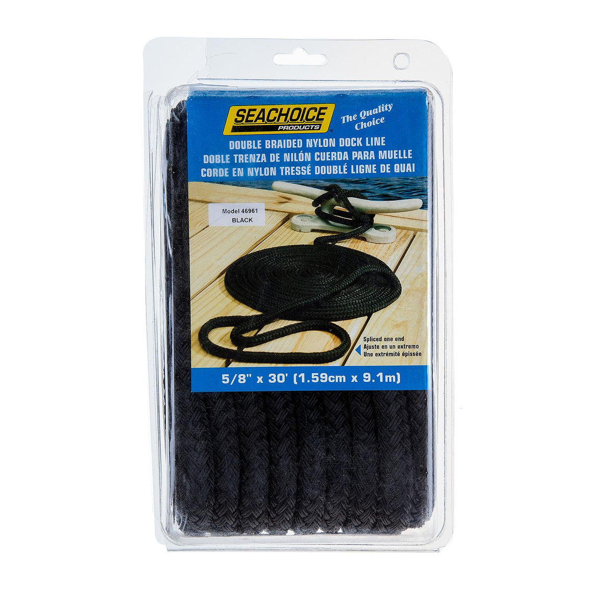 Seachoice 46961 Double-Braid Nylon Dock Line w/ Eye Splice, Pre-Shrunk, Heat Stabilized, 5/8 In. X 30 Ft., Black - 46961 - official Seachoice product image 4