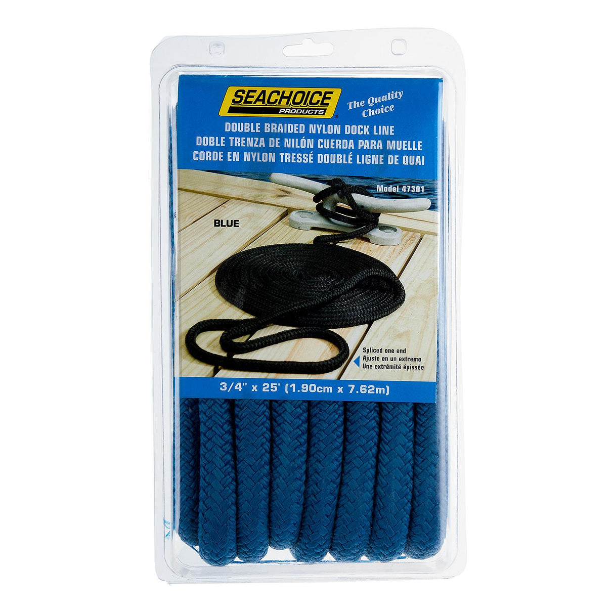 Seachoice Double-Braid Nylon Dock Line w/ Eye Splice, Pre-Shrunk, Heat Stabilized, 3/4 In. X 25 Ft., Blue - 47301 - official Seachoice product image 5