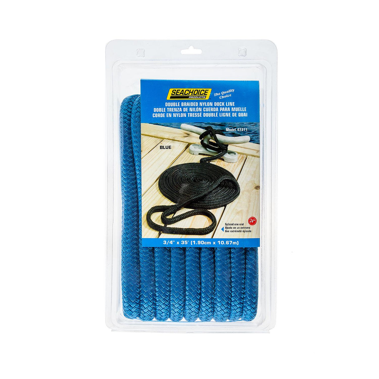 Seachoice 47311 Double-Braid Nylon Dock Line w/ Eye Splice, Pre-Shrunk, Heat Stabilized, 3/4 In. X 35 Ft., Blue - 47311 - official Seachoice product image 5