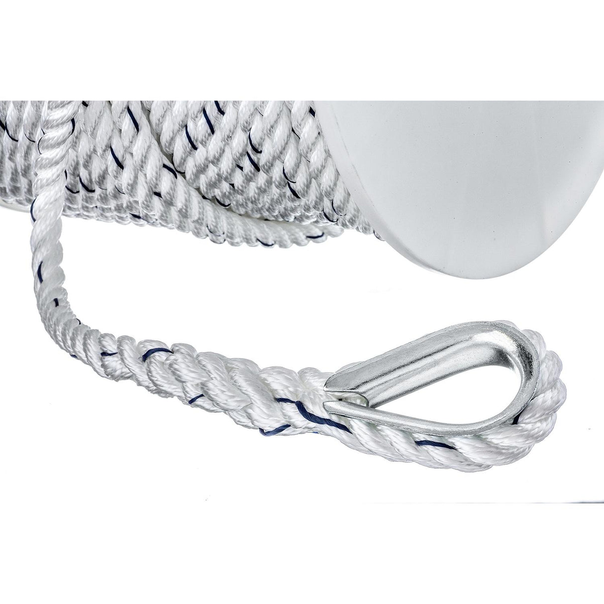 Seachoice 47781 Boat Anchor Line Rope, 3-Strand Twisted, Nylon, White/Blue, 1/2 in. X 250 Ft. - 47781
