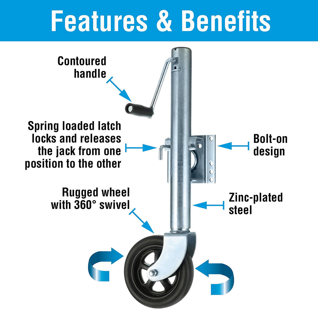 Seachoice Fold Up Trailer Jack, 22-7/8 In., Max Lift 1500 Lbs. - 50-52031 - official Seachoice product image 5