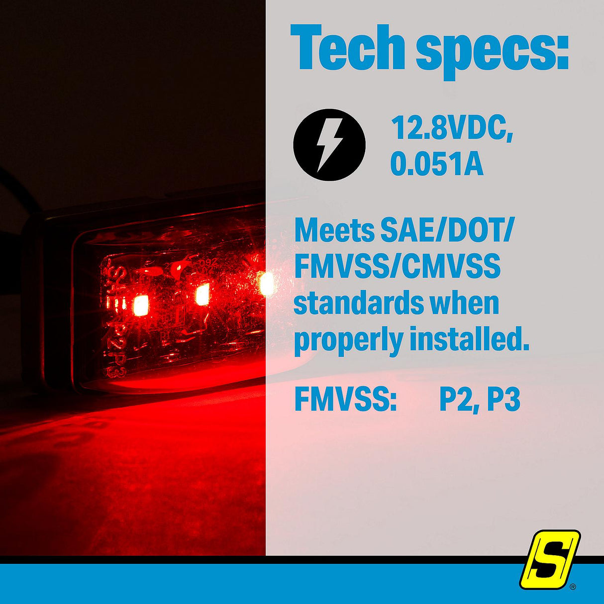 Seachoice Led Sealed Stud Mount Side Marker/Clearance Light Red - MCL95RSSCH - official Seachoice product image 4