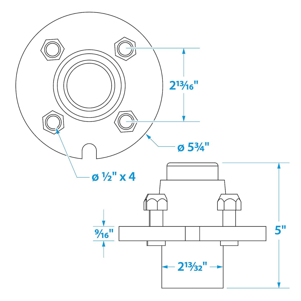 Seachoice 53021 Trailer Wheel Hub, 1 In. Axle, 4 Lug, Galvanized, Pregreased - K08-523-S0 - official Seachoice product image 3