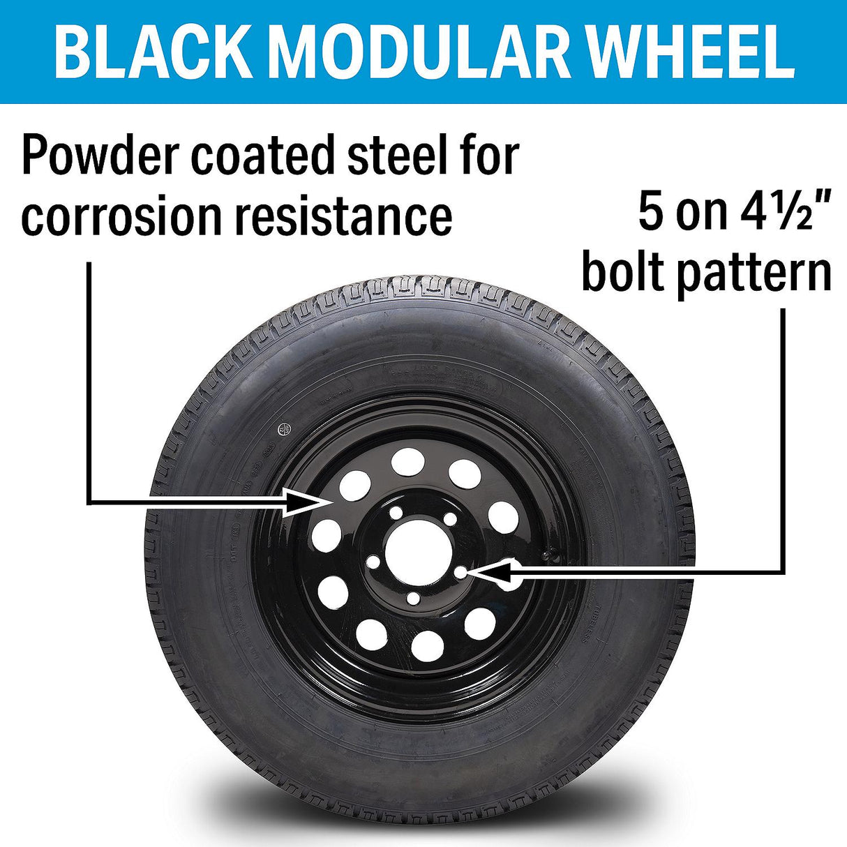 Seachoice Products Seachoice 53403 ST175/80R13C/5H KR35 13" Black Modular, 5 Lug Radial Tire & Wheel Assembly - 35371 - official Seachoice product image 3