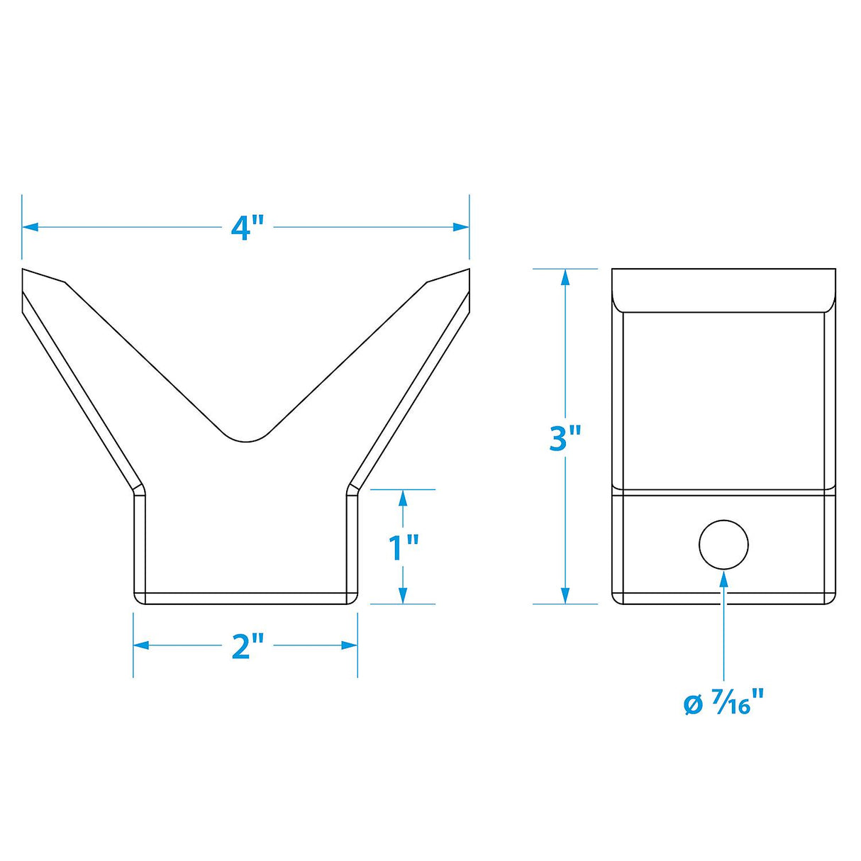 Seachoice Molded Y Bow Stop, Black, Boat Trailer, 2 In. X 2 In. X 3/8 In. - 56250