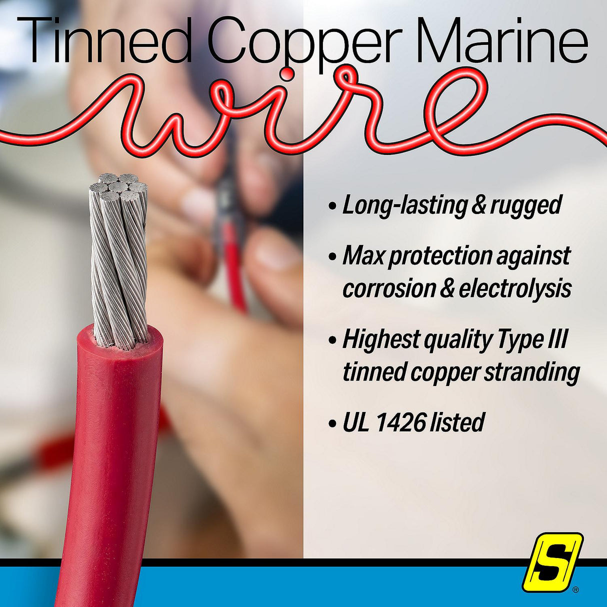 Seachoice 63018 Tinned Copper Marine Wire, 2 AWG, Red, 100' - 2TC-RED-BATTERY-100 - official Seachoice product image 4