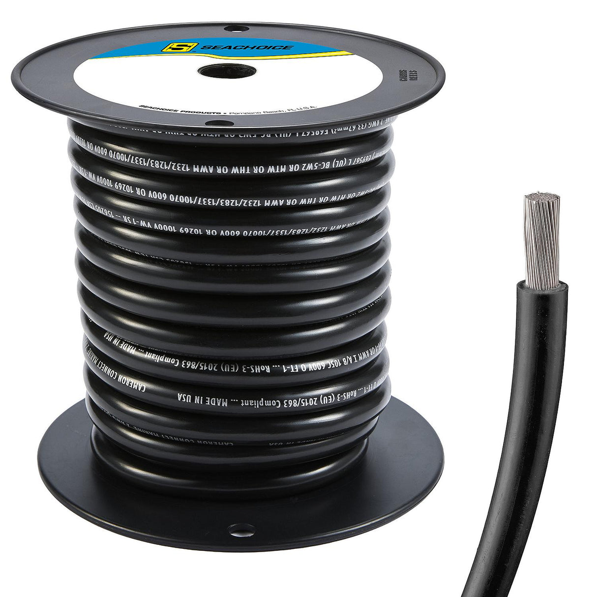 Seachoice 63027 Tinned Copper Marine Wire, 4 AWG, Black, 50' - 4TC-BLACK-BATTERY-50 - official Seachoice product image 5