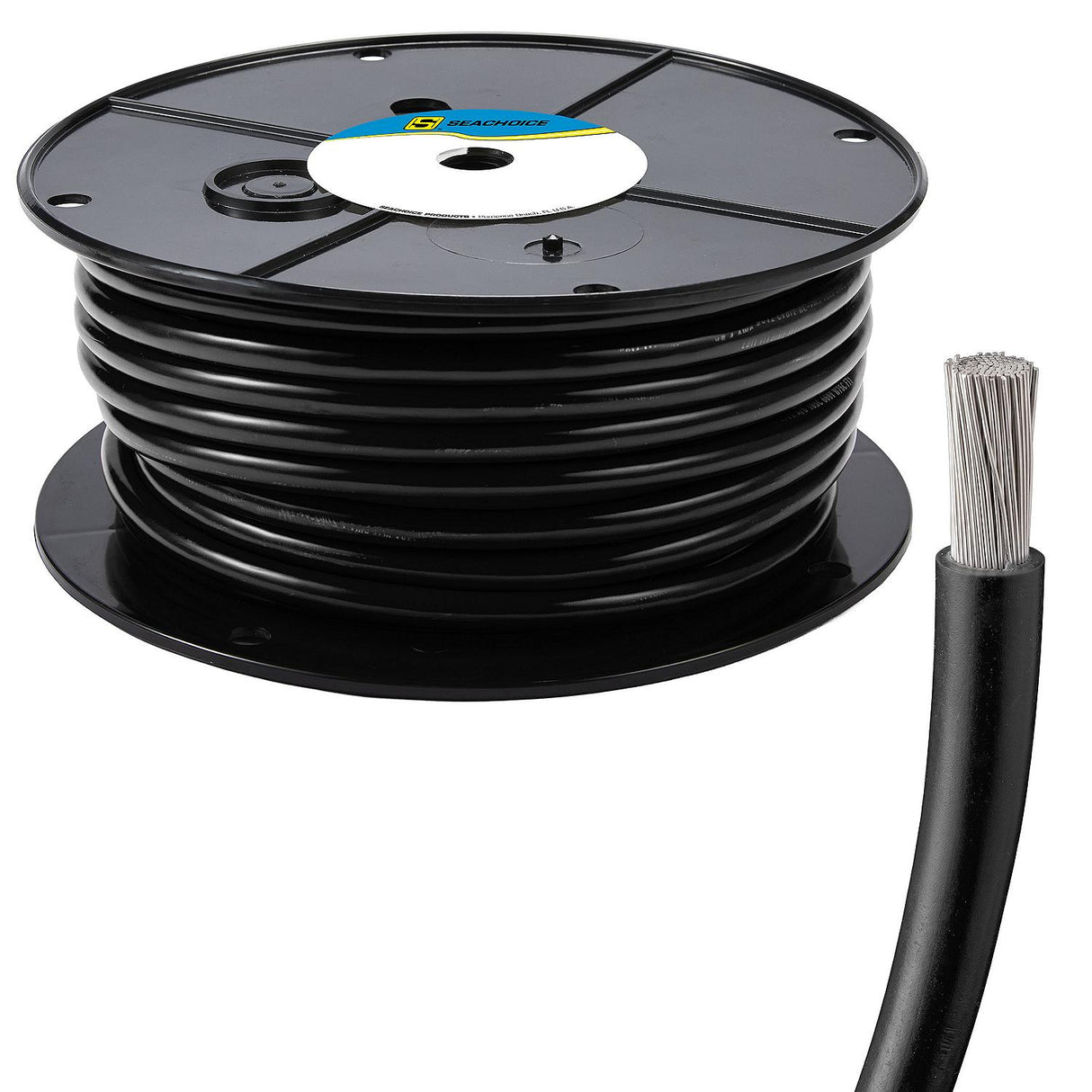Seachoice 63043 Tinned Copper Marine Wire, 6 AWG, Black, 100' - 6TC-BLACK-BATTERY-100 - official Seachoice product image 3