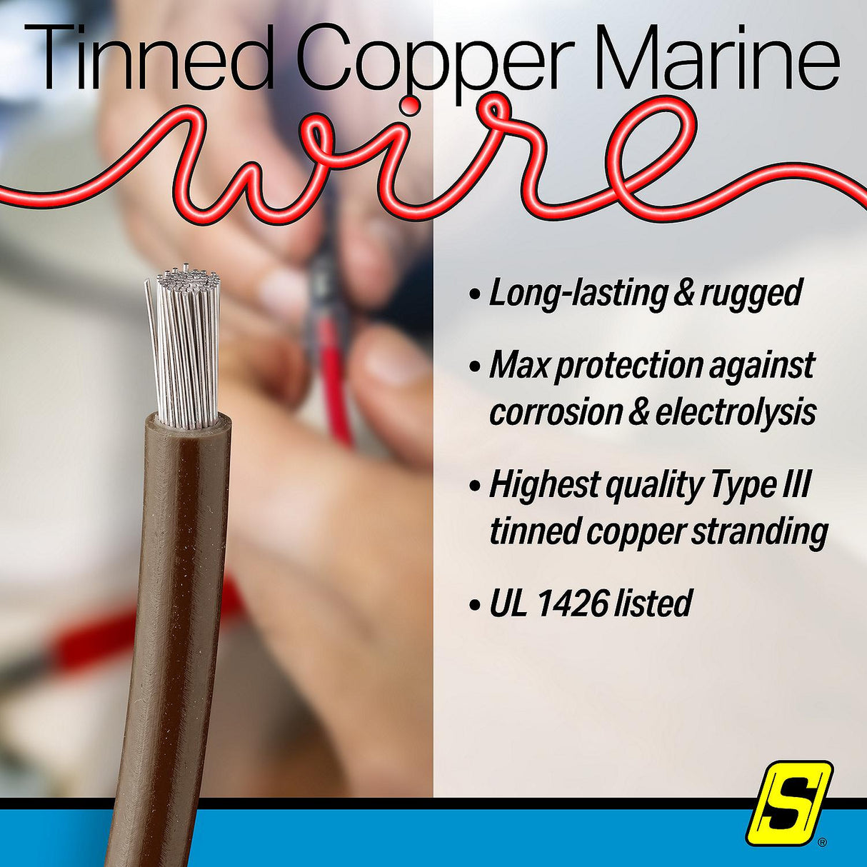 Seachoice 63073 Tinned Copper Marine Wire, 10 AWG, Brown, 100' - 10TC-BROWN-100 - official Seachoice product image 6