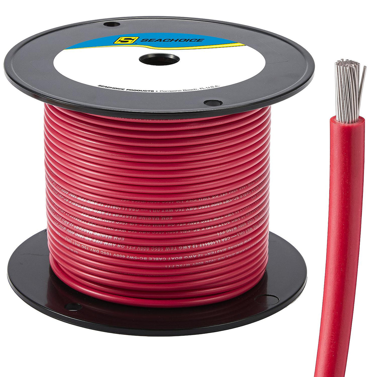 Seachoice 63106 Tinned Copper Marine Wire, 14 AWG, Red, 250' - 14TC-RED-250 - official Seachoice product image 4