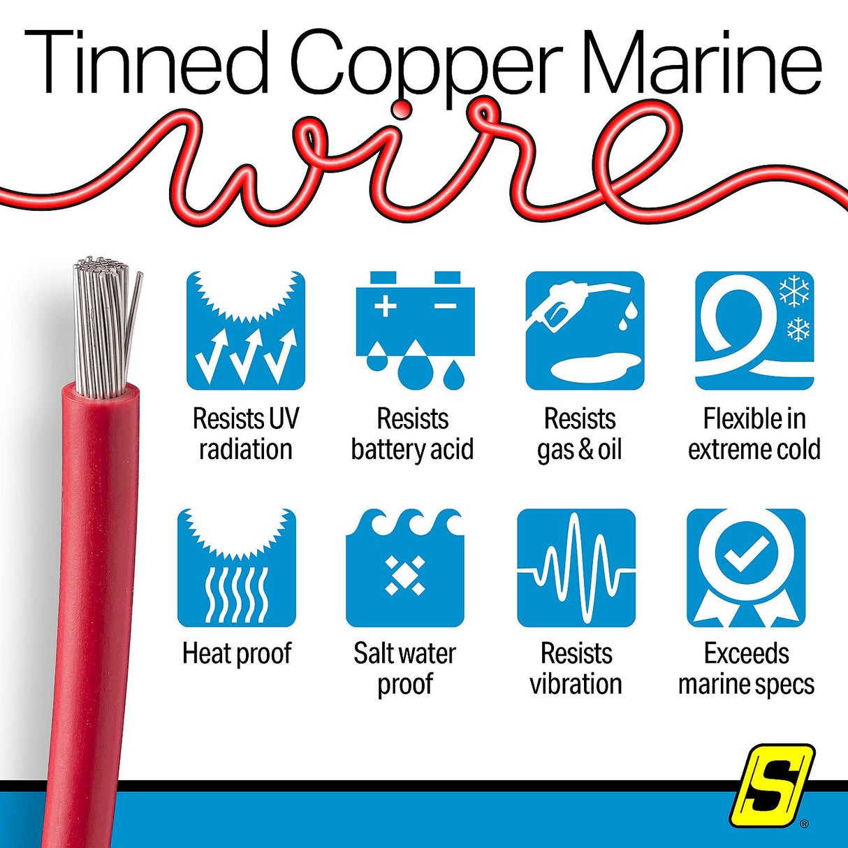 Seachoice 63106 Tinned Copper Marine Wire, 14 AWG, Red, 250' - 14TC-RED-250 - official Seachoice product image 5