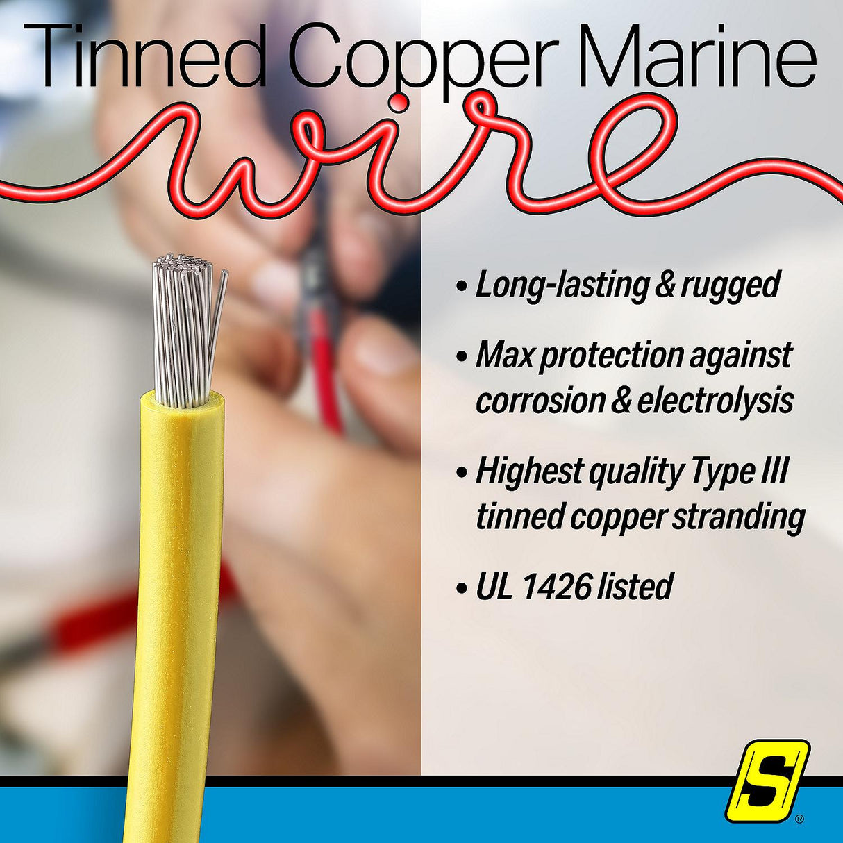 Seachoice 63107 Tinned Copper Marine Wire, 14 AWG, Yellow, 100' - 14TC-YELLOW-100 - official Seachoice product image 6
