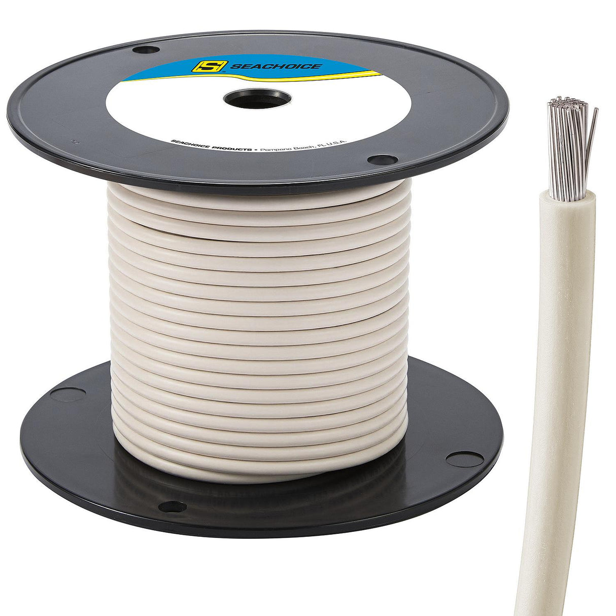 Seachoice 63109 Tinned Copper Marine Wire, 14 AWG, White, 100' - 14TC-WHITE-100 - official Seachoice product image 3