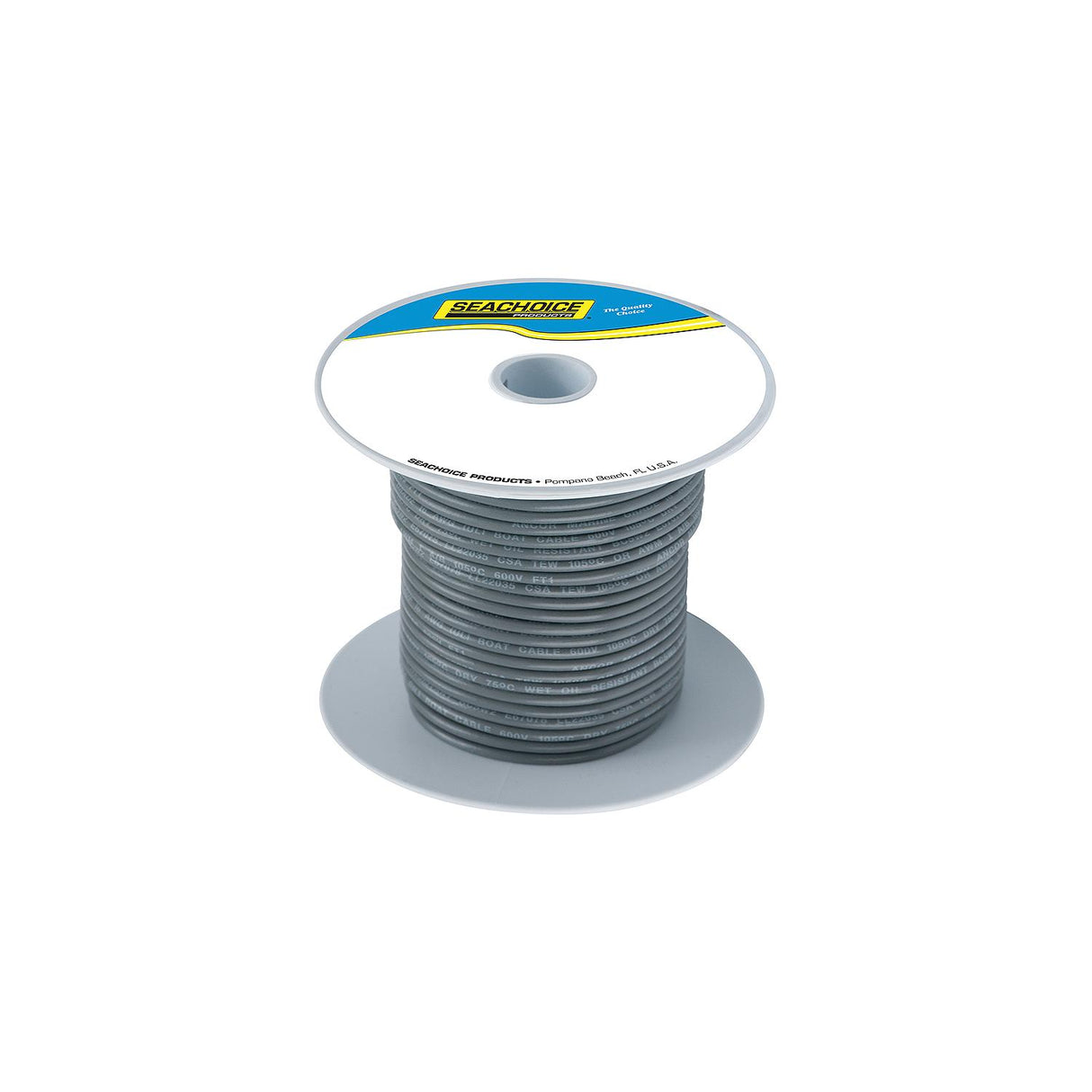 Seachoice 63114 Tinned Copper Marine Wire, 14 AWG, Gray, 100' - 14TC-GRAY-100
