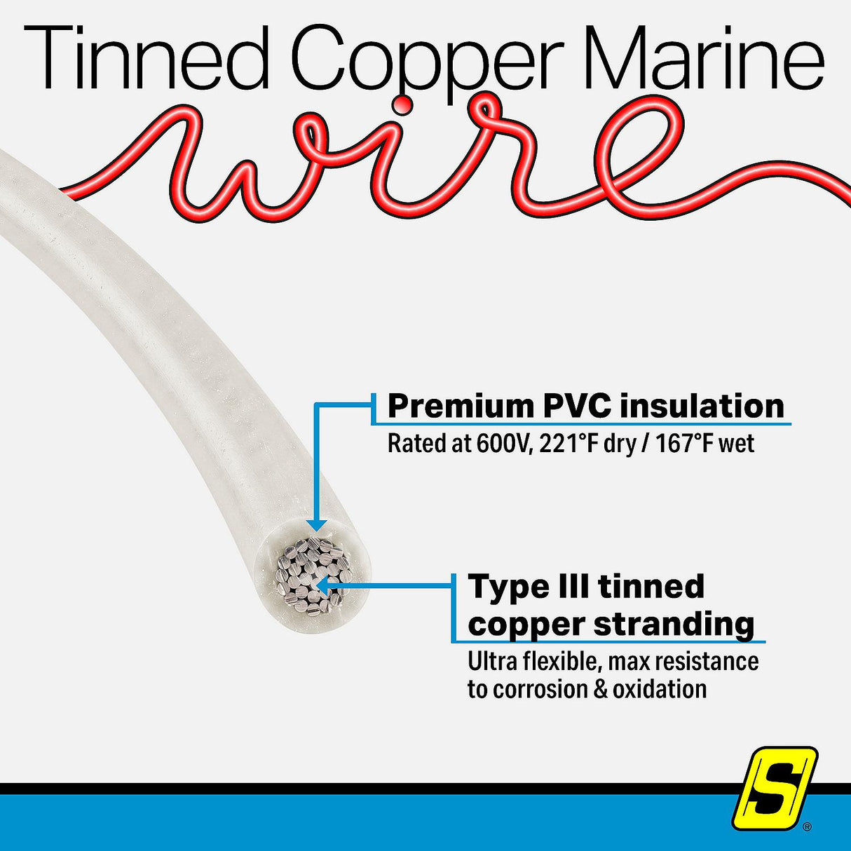 Seachoice 63129 Tinned Copper Marine Wire, 16 AWG, White, 100' - 16TC-WHITE-100 - official Seachoice product image 8