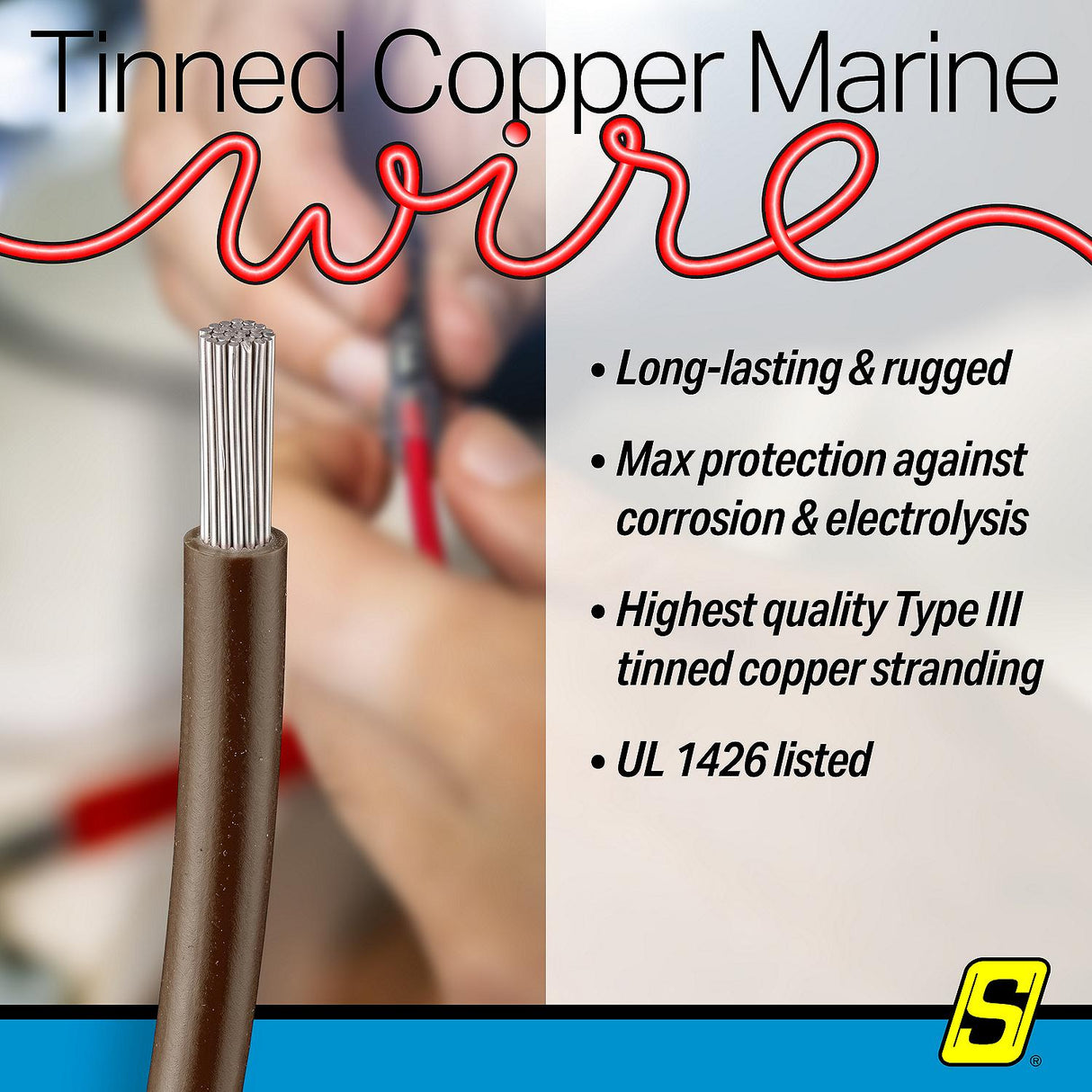 Seachoice 63133 Tinned Copper Marine Wire, 16 AWG, Brown, 100' - 16TC-BROWN-100 - official Seachoice product image 5