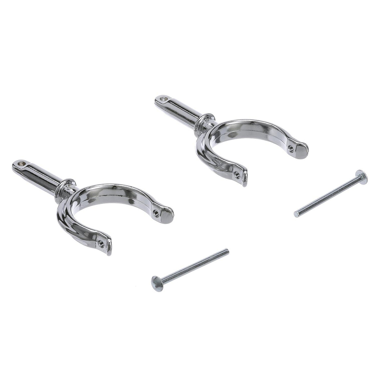 Seachoice Top-Mount Rowlock Horns Set, Chrome-Plated Zinc, Includes 2 Rowlocks w/ Locking Pins - 50-70501