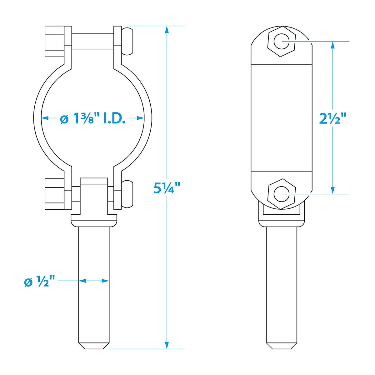 Seachoice Zinc-Plated Steel Clamp-On Oar Locks, Set of 2 - 50-70521 - image 3