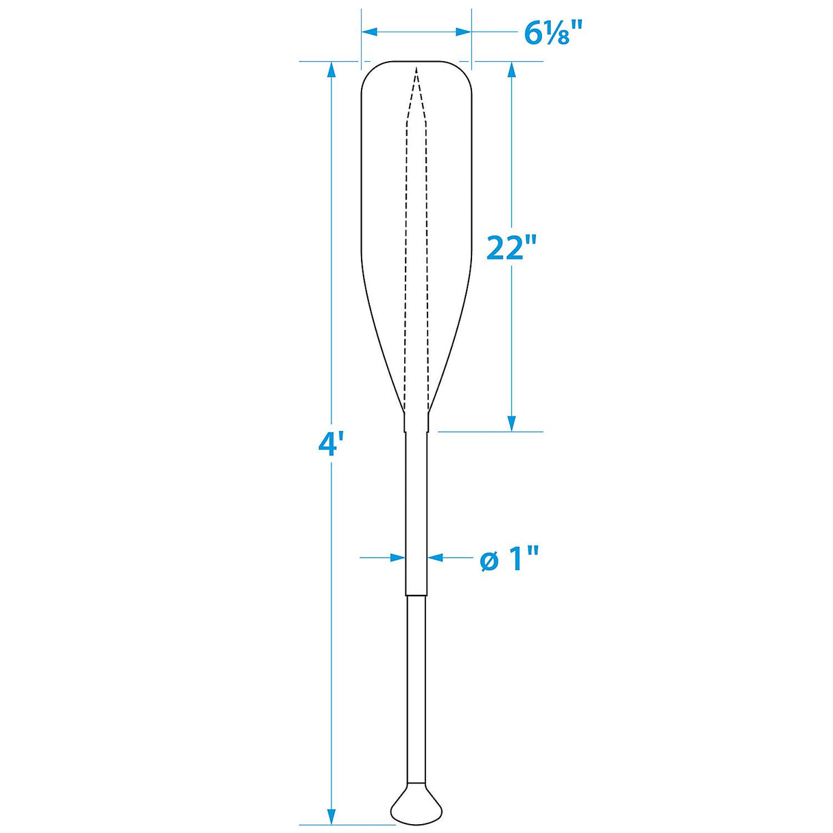 Seachoice 4 Ft. Synthetic Paddle w/ Aluminum Shaft, 1 In. Diameter Shaft, Palm Grip, 22 In. X 6-1/8 In. Blade, Black - 71121