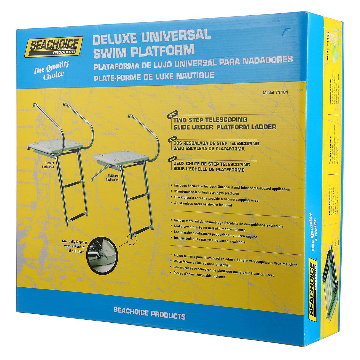 Seachoice 71181 Deluxe Universal Swim Platform w/ Side Mount Telescoping Ladder, 2 Step Ladder, 300 Lb. Capacity - 71181