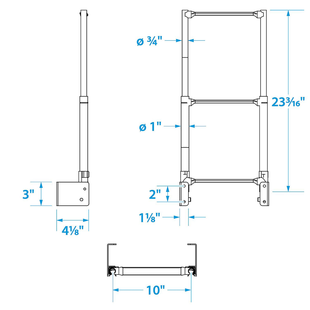 Seachoice Telescoping Transom Mount Ladder, Stainless Steel, 3 Steps, 300 Lb. Capacity - 71221 - official Seachoice product image 5