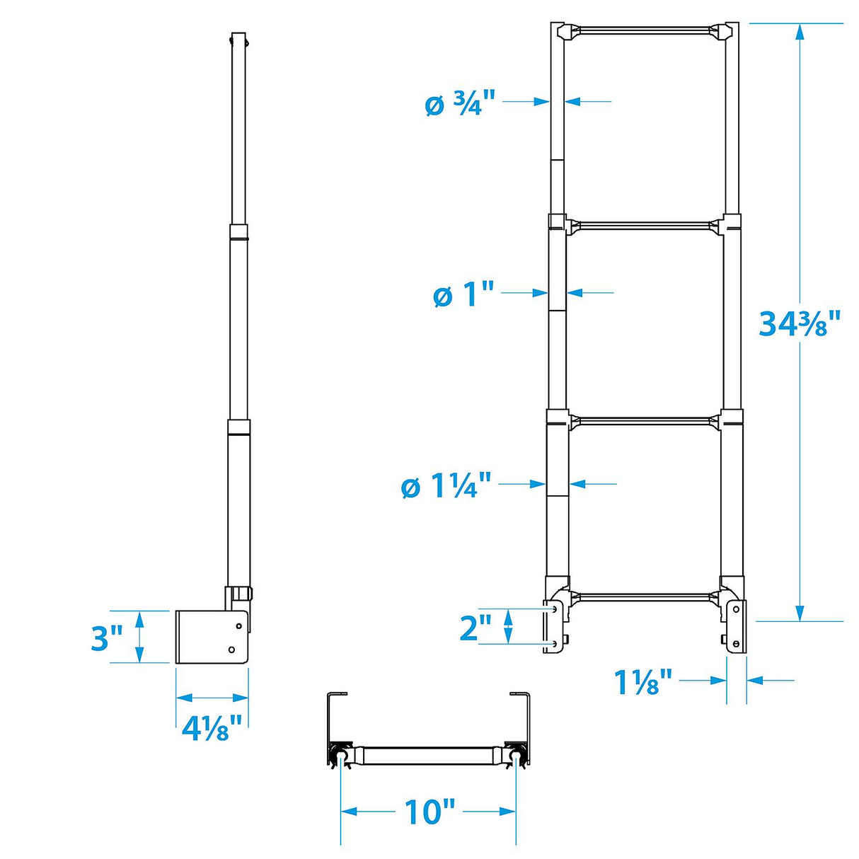 Seachoice Telescoping Transom Mount Ladder, Stainless Steel, 4 Steps, 300 Lb. Capacity - 71231 - official Seachoice product image 7
