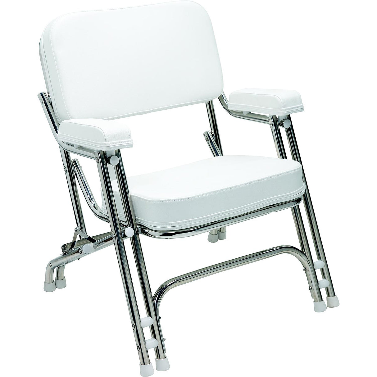 Seachoice 78513 Folding Deck Chair, Stainless Steel, White - CK-DC002SS - image 1