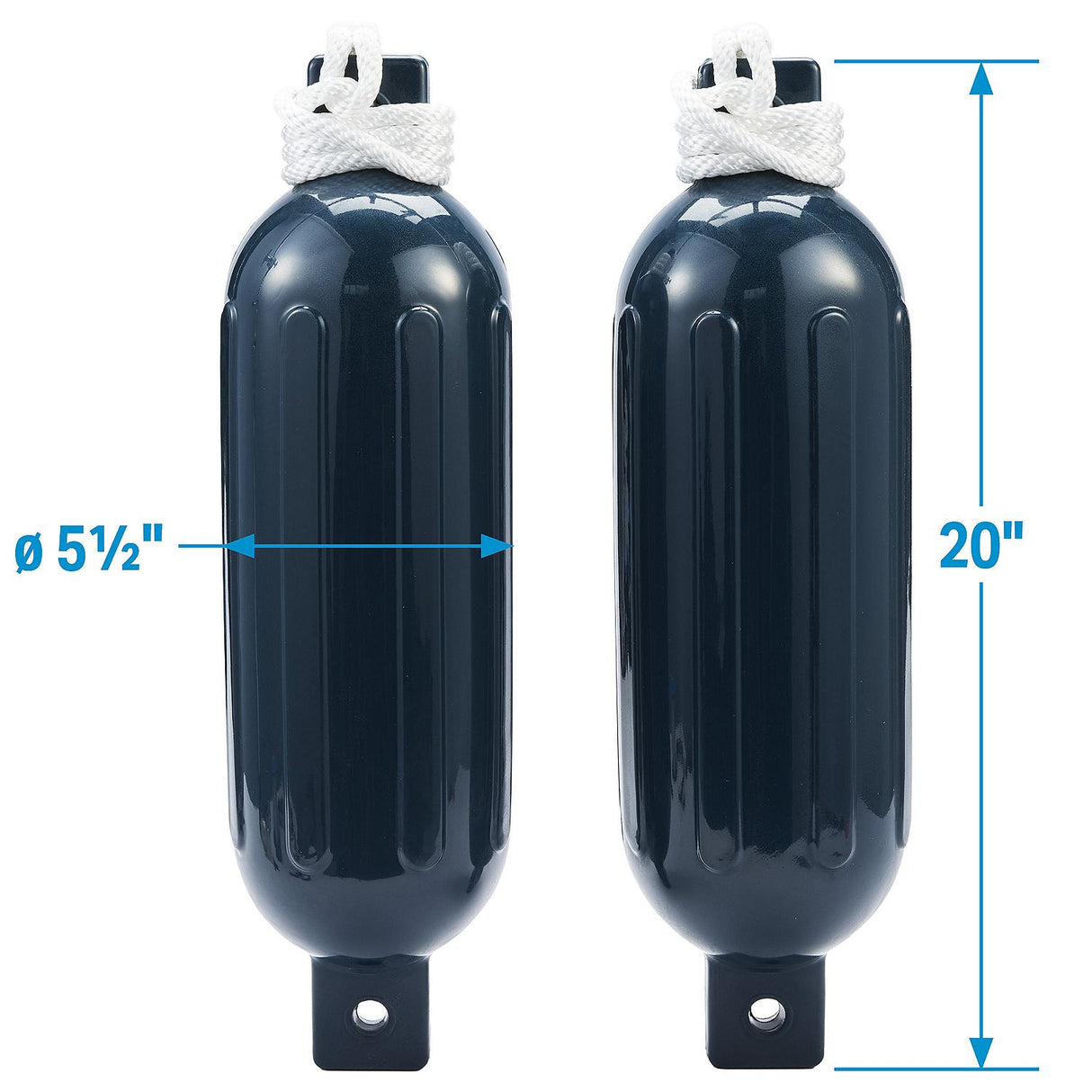 Seachoice 79253 Twin Eye Ribbed Fender Kit (Includes 2 5.5" x 20" Blue Fenders and 2 Matching 3/8 x 5' Fender Lines) - DE77202S - official Seachoice product image 10