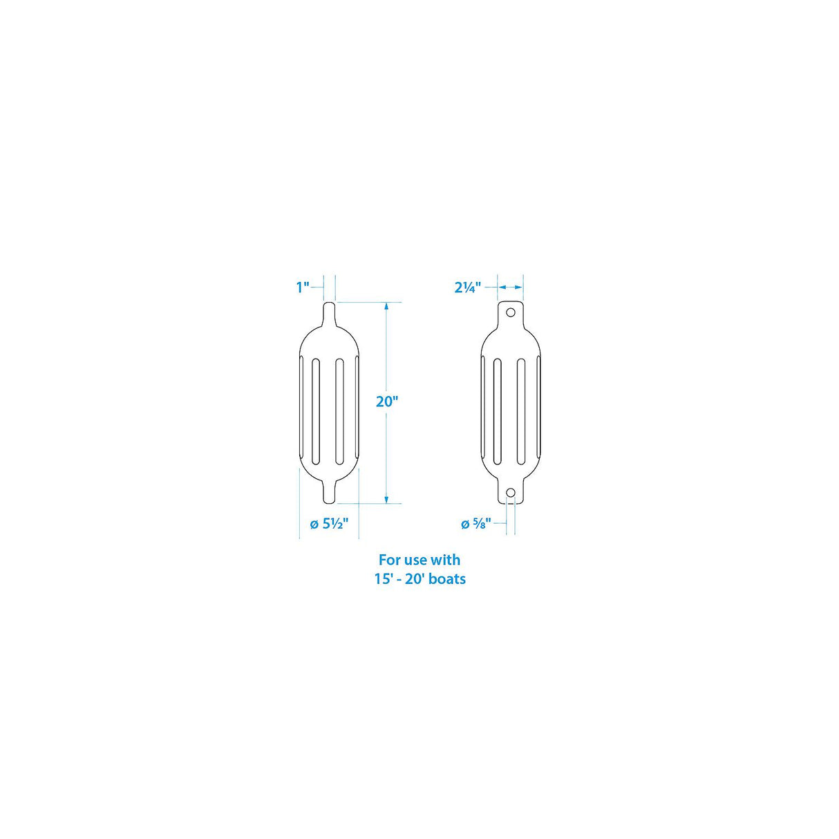 Seachoice Twin Eye Ribbed Fender Kit, Includes a Pair of MFP Fender Lines, Black, 5-1/2 in. X 20 in. - DE77206S - official Seachoice product image 5