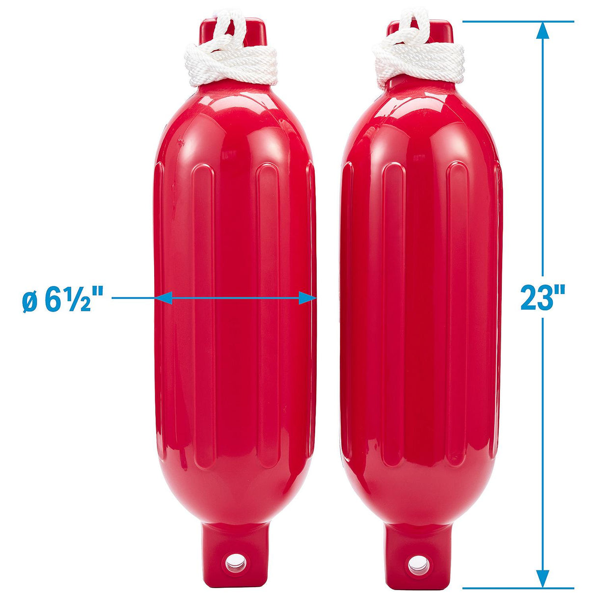 Seachoice 79276 Twin Eye Ribbed Fender Kit (Includes 2 6.5" x 23" Red Fenders and 2 Matching 3/8 x 5' Fender Lines) - DE77233S - official Seachoice product image 9