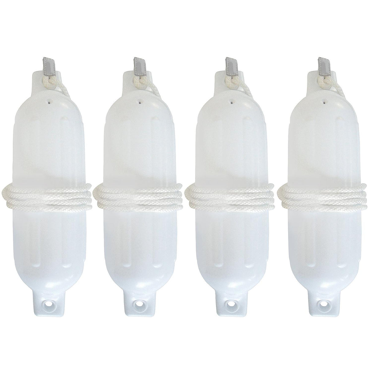 Seachoice 79291 Twin Eye Ribbed Fender Kit (Includes 4ea 4.5" x 16" White Fenders and 4 Matching 1/4 x 5' Fender Lines) - DE78161S