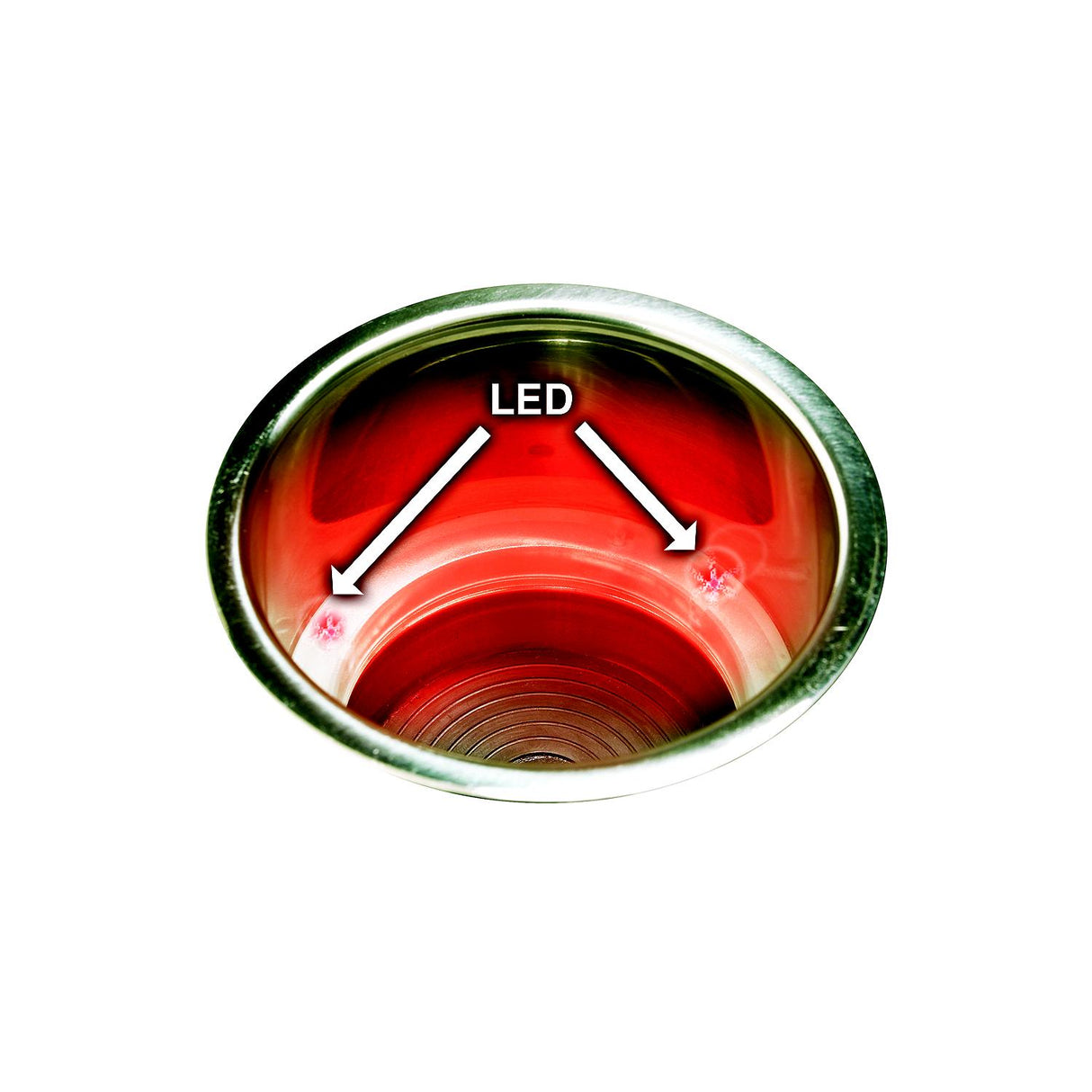 Seachoice 79391 Stainless Steel Recessed Drink Holder With Red LED Light - 79391