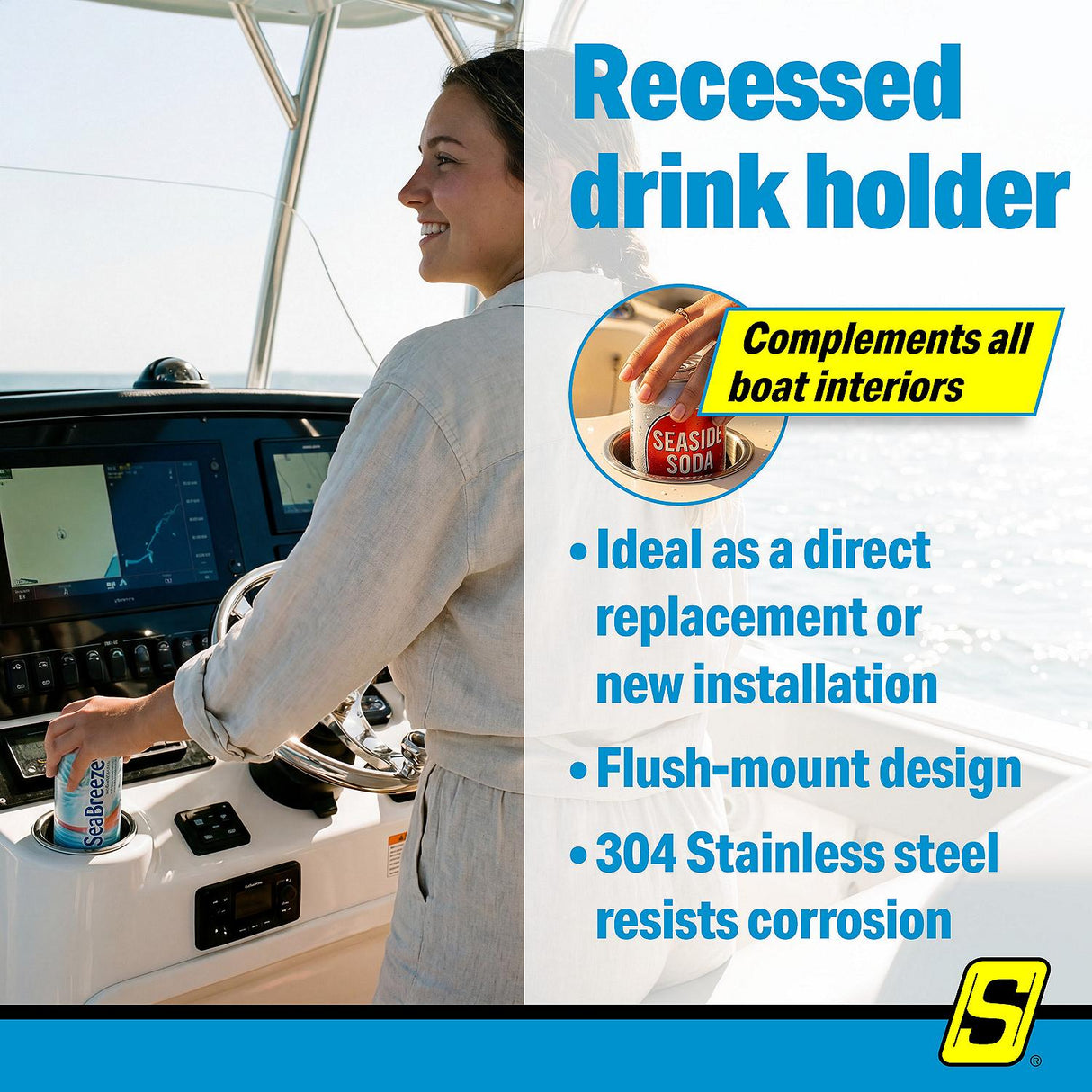 Seachoice 769420 Stainless-Steel Drink Holder With 5/8" Drain - 79420 - official Seachoice product image 3