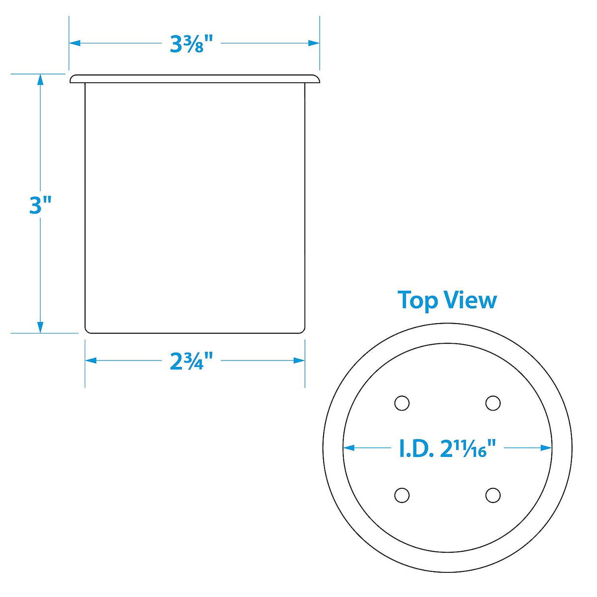 Seachoice Plastic Recessed Drink Holder, 3 in Dia. Hole, Black - 79481 - official Seachoice product image 3