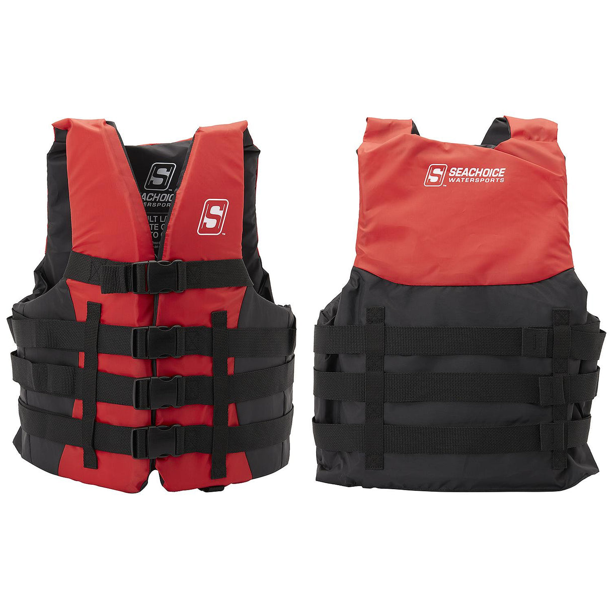 Seachoice 85403 Type III Ski Vest, 4 Belt , XXL/XXXL , Red - USCG/TC Approved - 85403